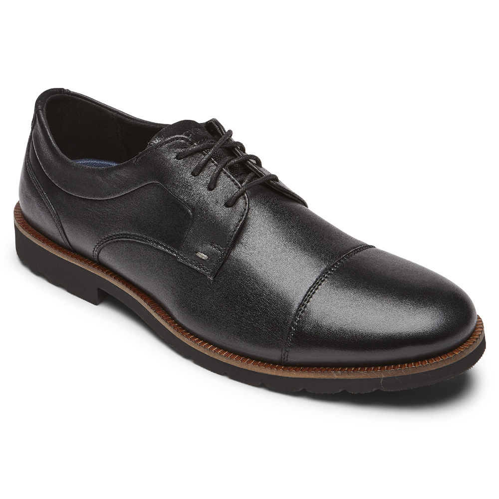 Rockport Mens Oxfords Black - Sharp & Ready 2 Cap Toe - UK 745-QEGNCV